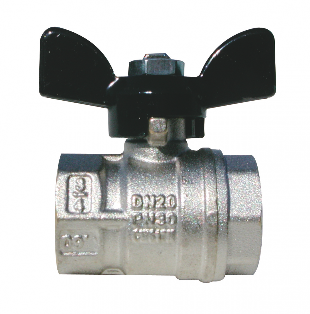 ROBINET A BOISSEAU SPHERIQUE FEMELLE / FEMELLE POIGNEE PAPILLON