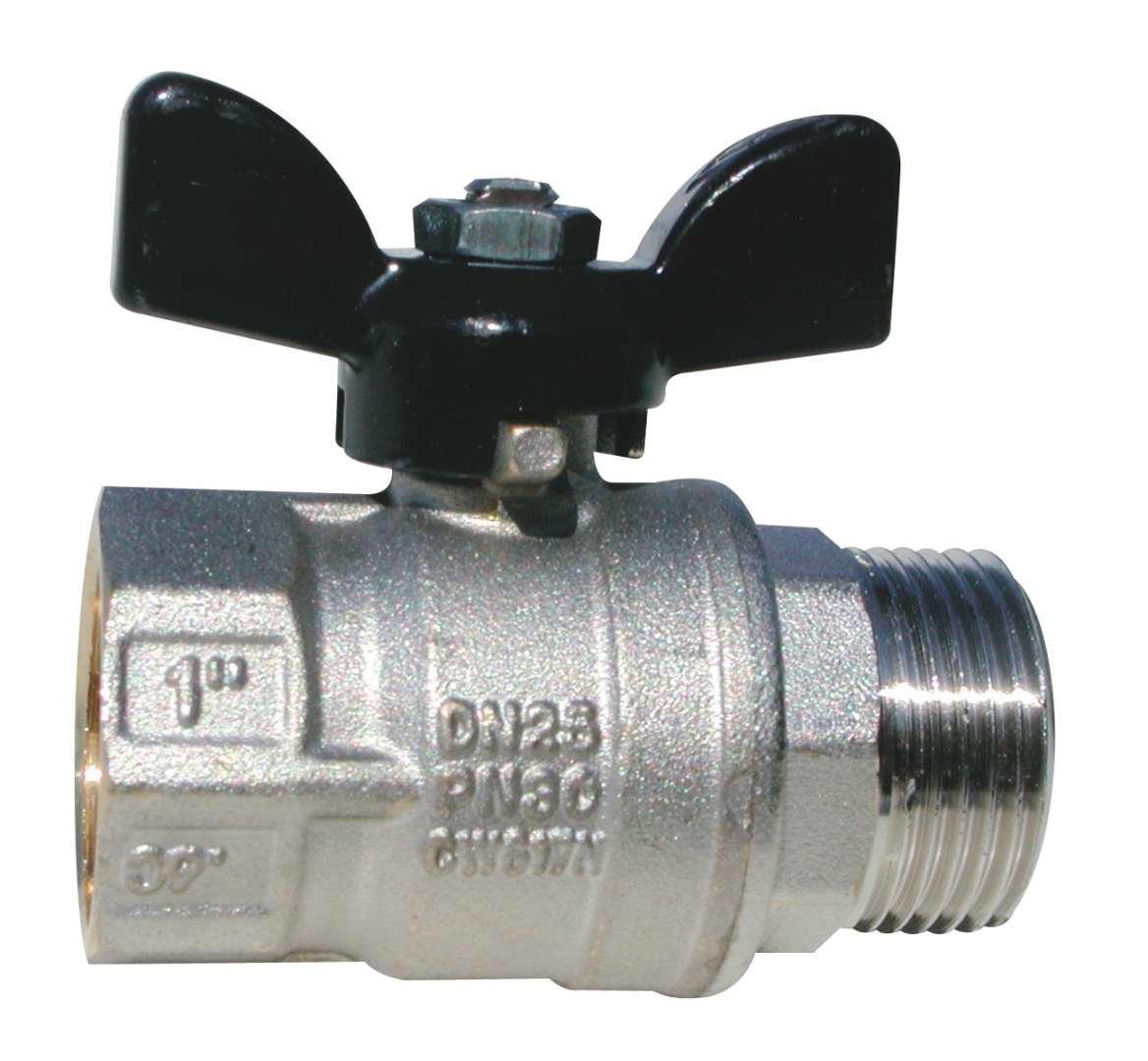 ROBINET A BOISSEAU SPHERIQUE MALE/FEMELLE POIGNEEE PAPILLON