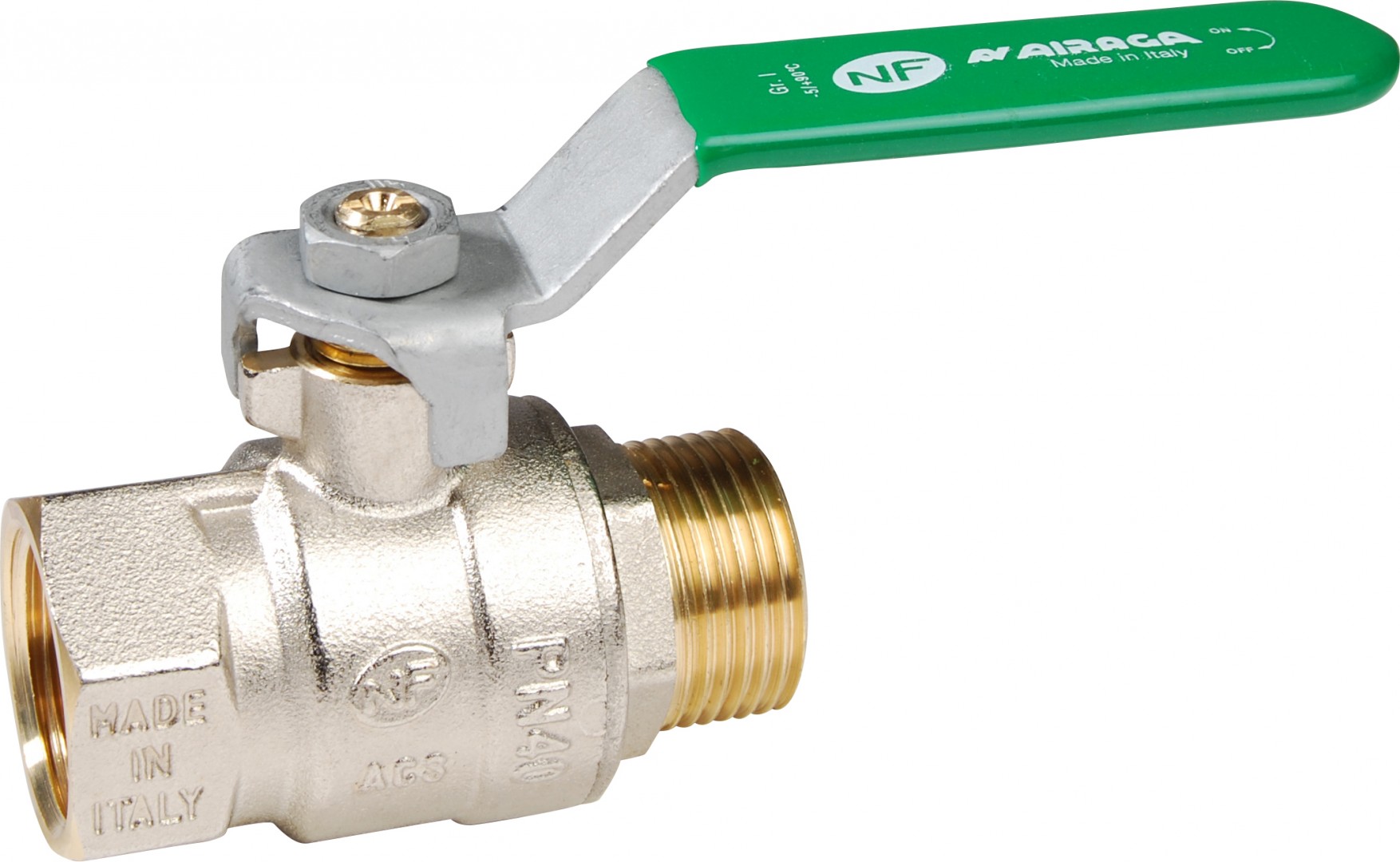 ROBINET A BOISSEAU SPHERIQUE MALE/FEMELLE POIGNEEE PLATE -NF-