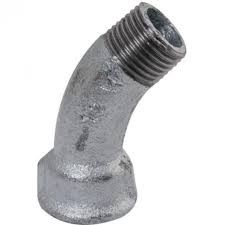 COUDE FONTE GALVANISÉ GRAND RAYON M/F 45°