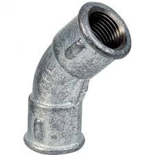 COUDE FONTE GALVANISÉ GRAND RAYON F/F 45°