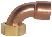 RACCORD LAITON COUDÉ DEUX PIÉCES DOUILLE CUIVRE À BRASER