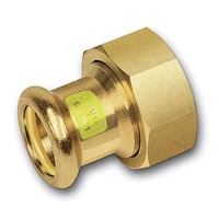 RACCORD 2 PIECES  JOINT PLAT COMPTEUR CUIVRE À SERTIR GAZ