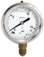 MANOMETRE VERTICAL TYPE BAIN DE GLYCERINE - 0 A 25 BAR